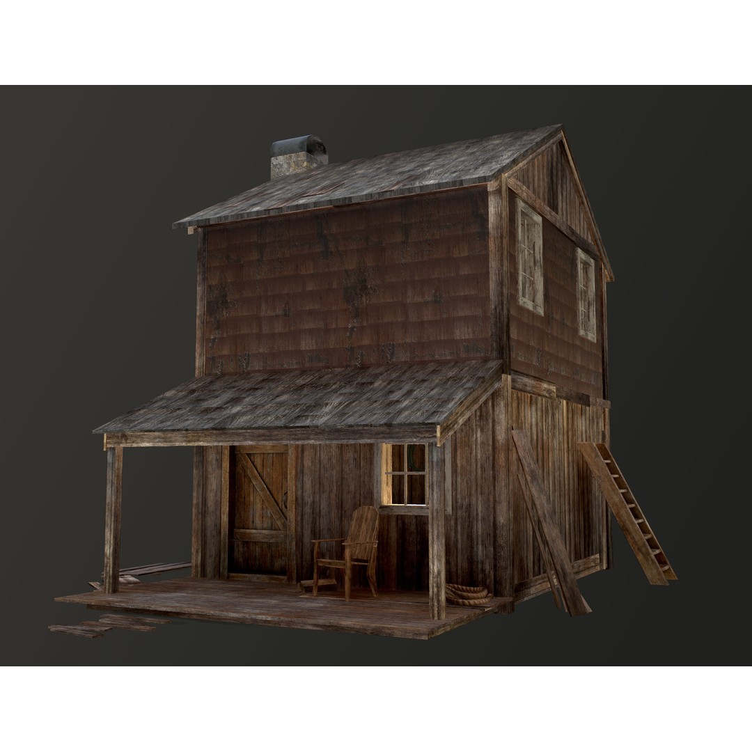 Old House 3D Model – Low Poly Game Asset for Village or Forest - View 53