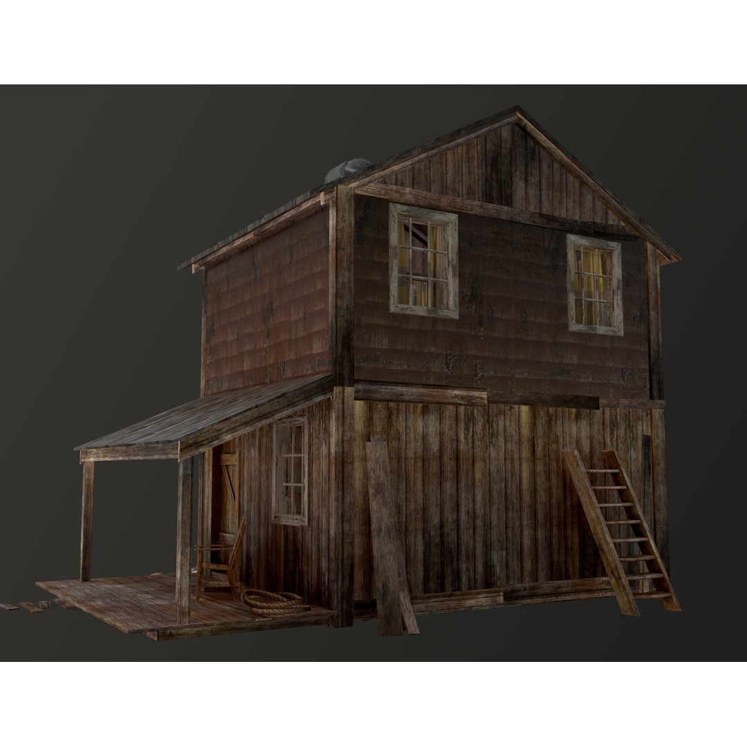 Old House 3D Model – Low Poly Game Asset for Village or Forest - View 54