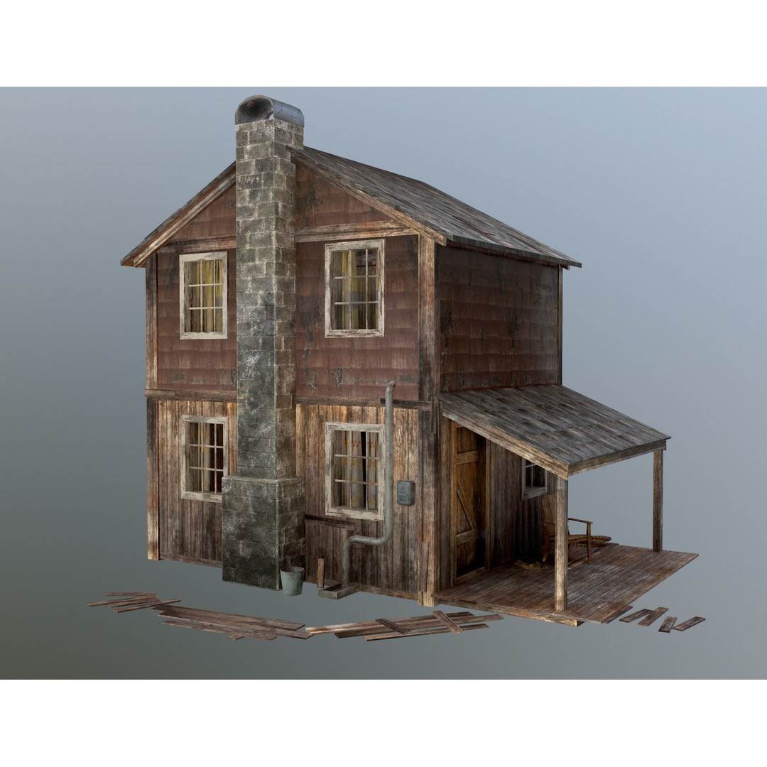Old House 3D Model – Low Poly Game Asset for Village or Forest - View 6