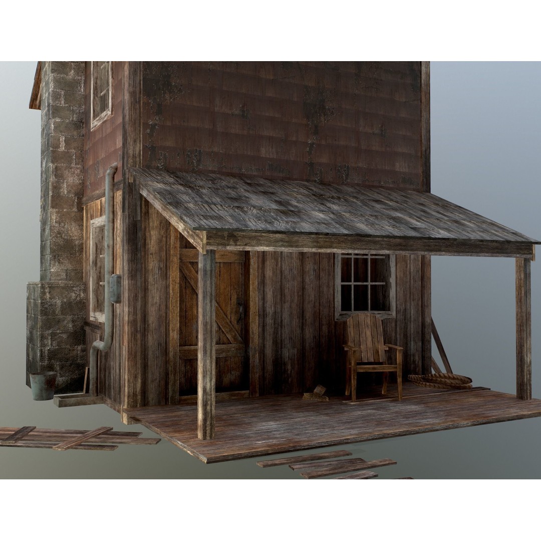 Old House 3D Model – Low Poly Game Asset for Village or Forest - View 7