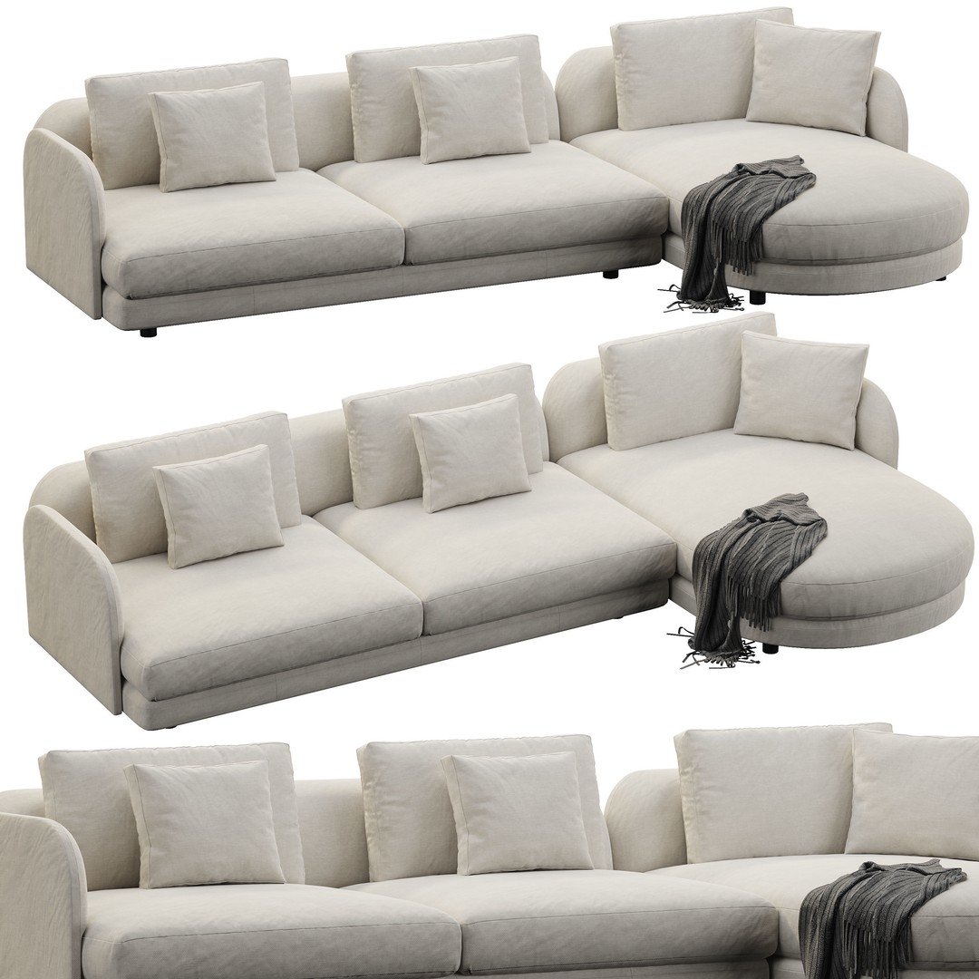 Ditre Italia Avalon 3D Model – Modern Sofa, High Poly, OBJ & 3DsMax - View 3