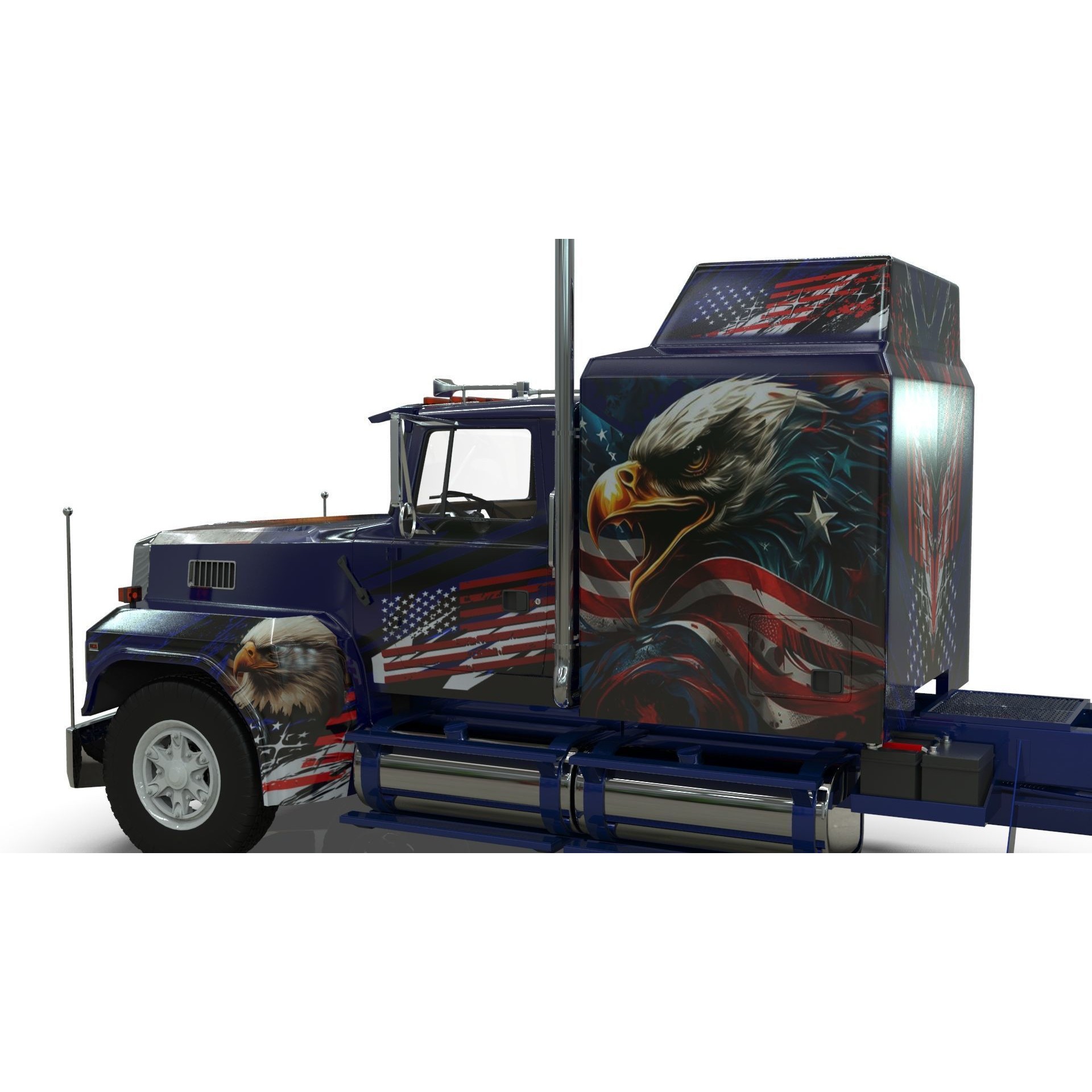 LTL 9000 Sleeper Cab Tandem - Game-Ready 3D Model - View 10