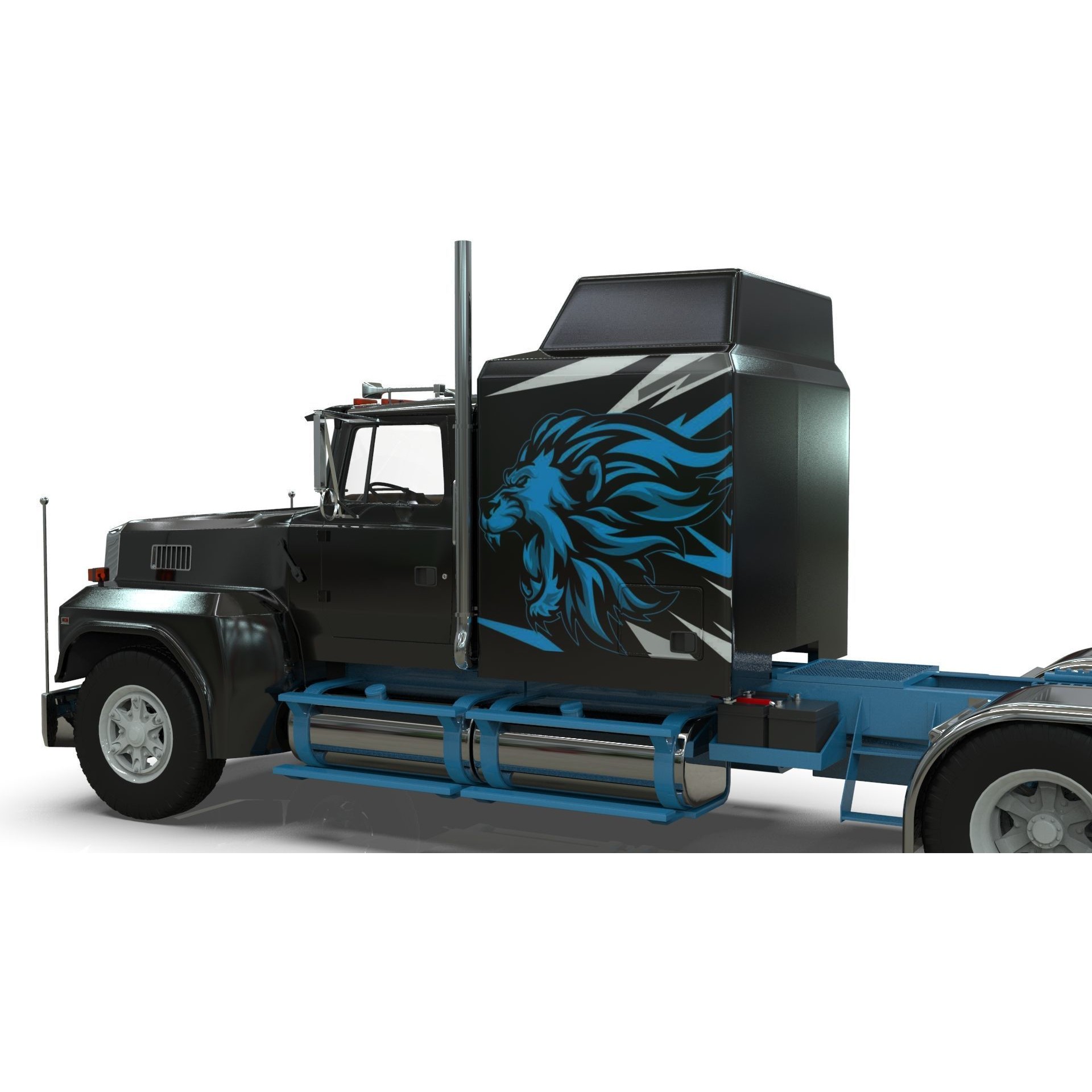 LTL 9000 Sleeper Cab Tandem - Game-Ready 3D Model - View 13