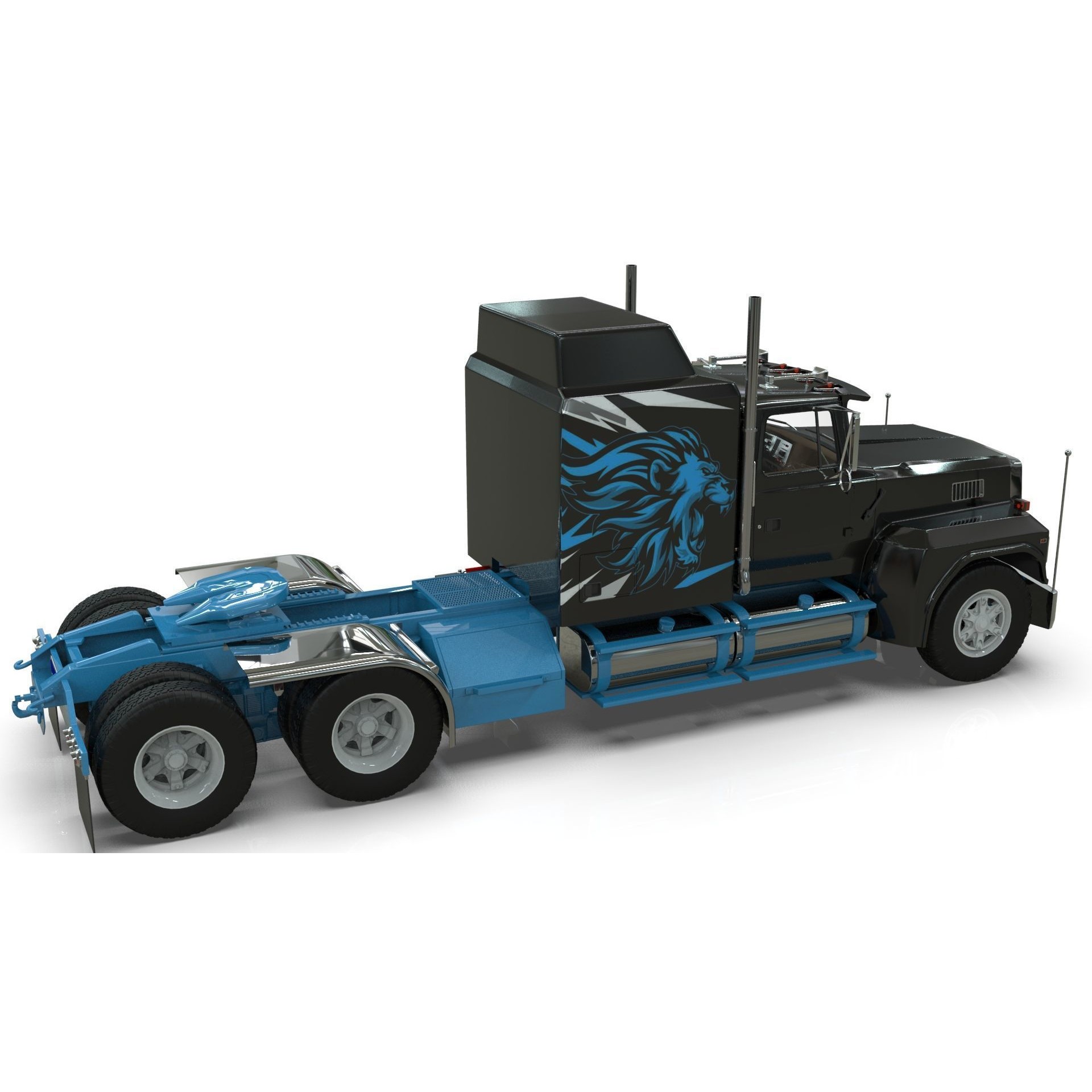 LTL 9000 Sleeper Cab Tandem - Game-Ready 3D Model - View 18