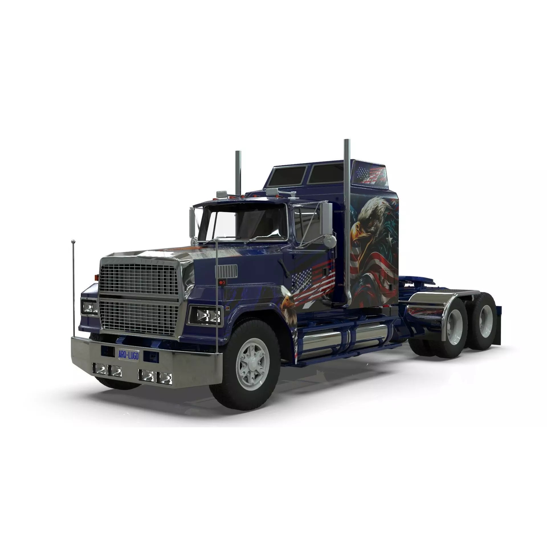 LTL 9000 Sleeper Cab Tandem - Game-Ready 3D Model - View 2