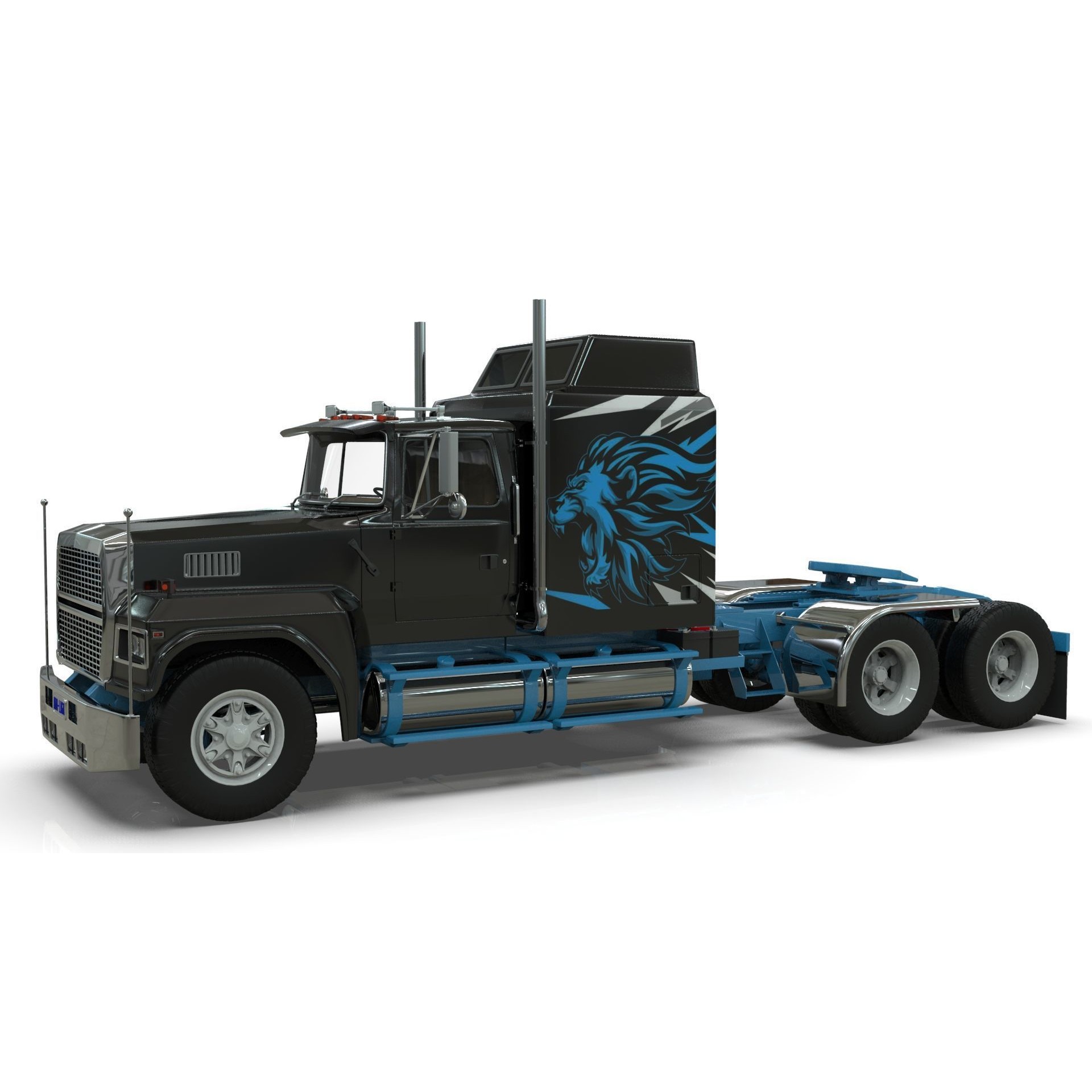 LTL 9000 Sleeper Cab Tandem - Game-Ready 3D Model - View 20