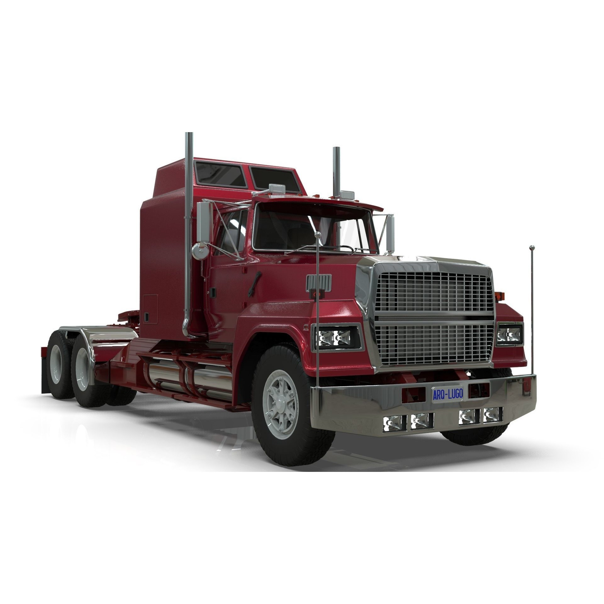 LTL 9000 Sleeper Cab Tandem - Game-Ready 3D Model - View 31