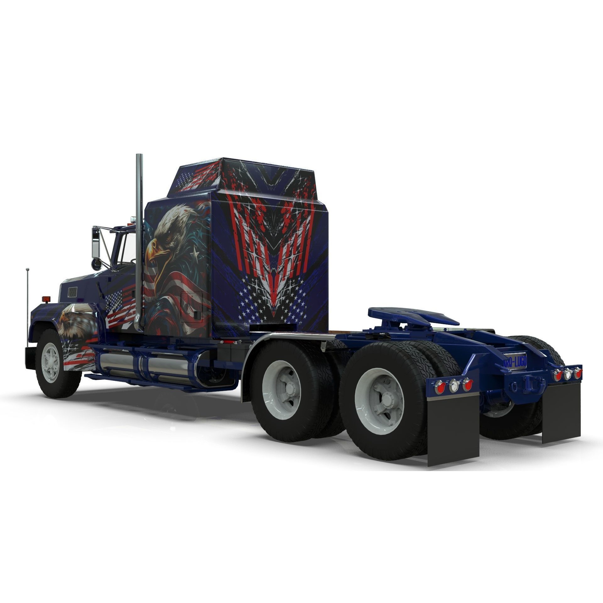 LTL 9000 Sleeper Cab Tandem - Game-Ready 3D Model - View 4