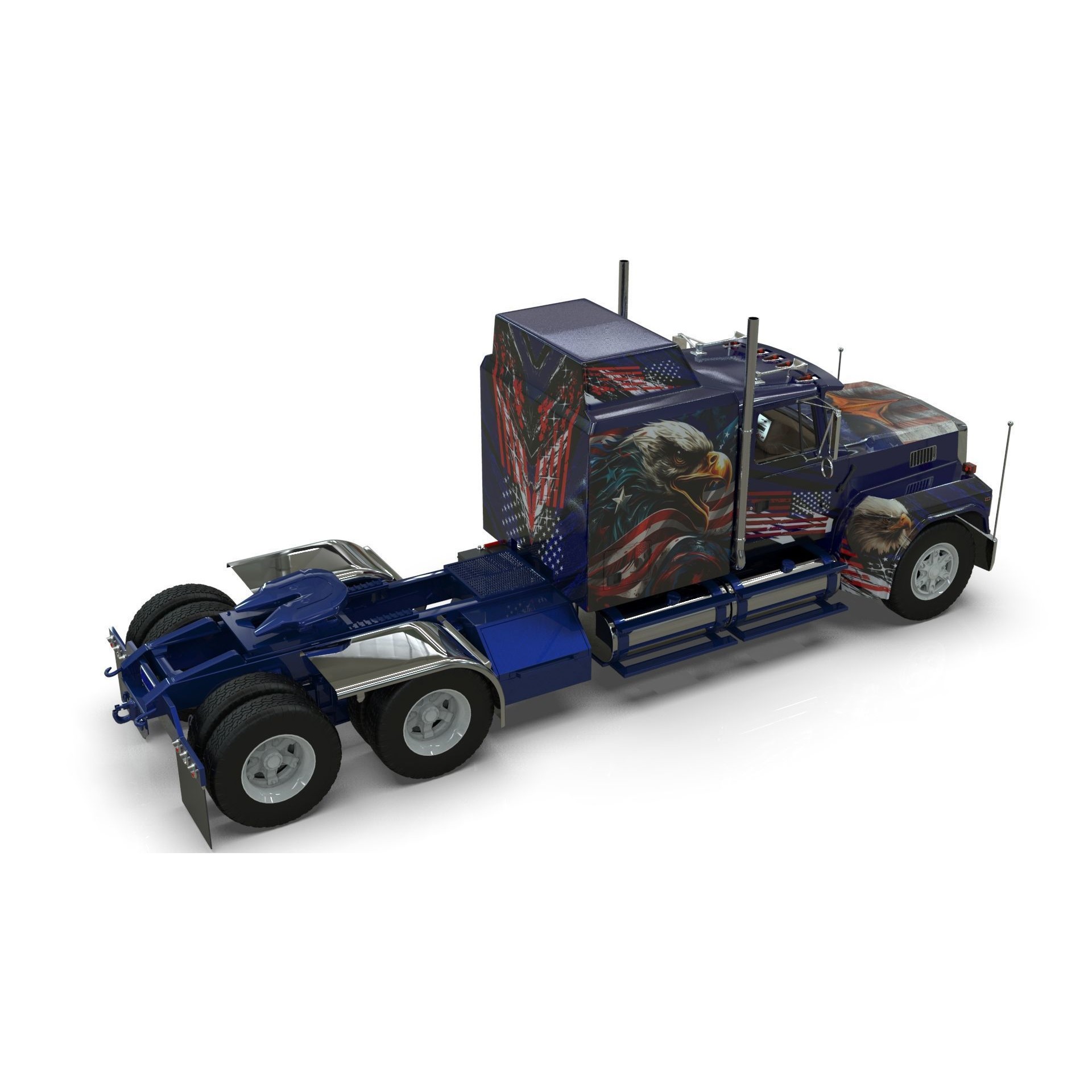 LTL 9000 Sleeper Cab Tandem - Game-Ready 3D Model - View 6