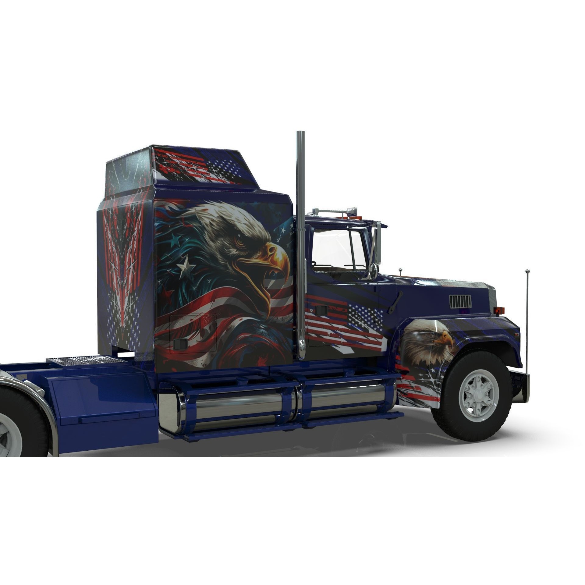 LTL 9000 Sleeper Cab Tandem - Game-Ready 3D Model - View 7
