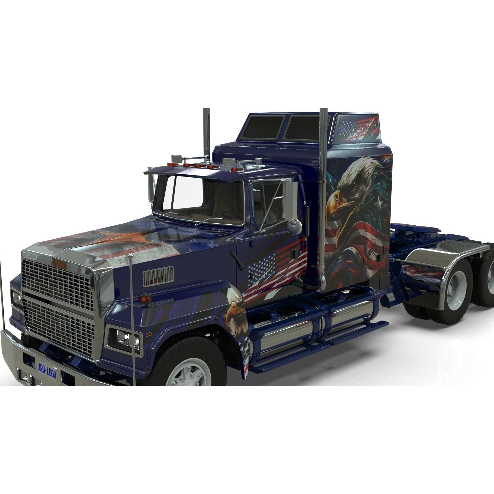 LTL 9000 Sleeper Cab Tandem - Game-Ready 3D Model - View 9