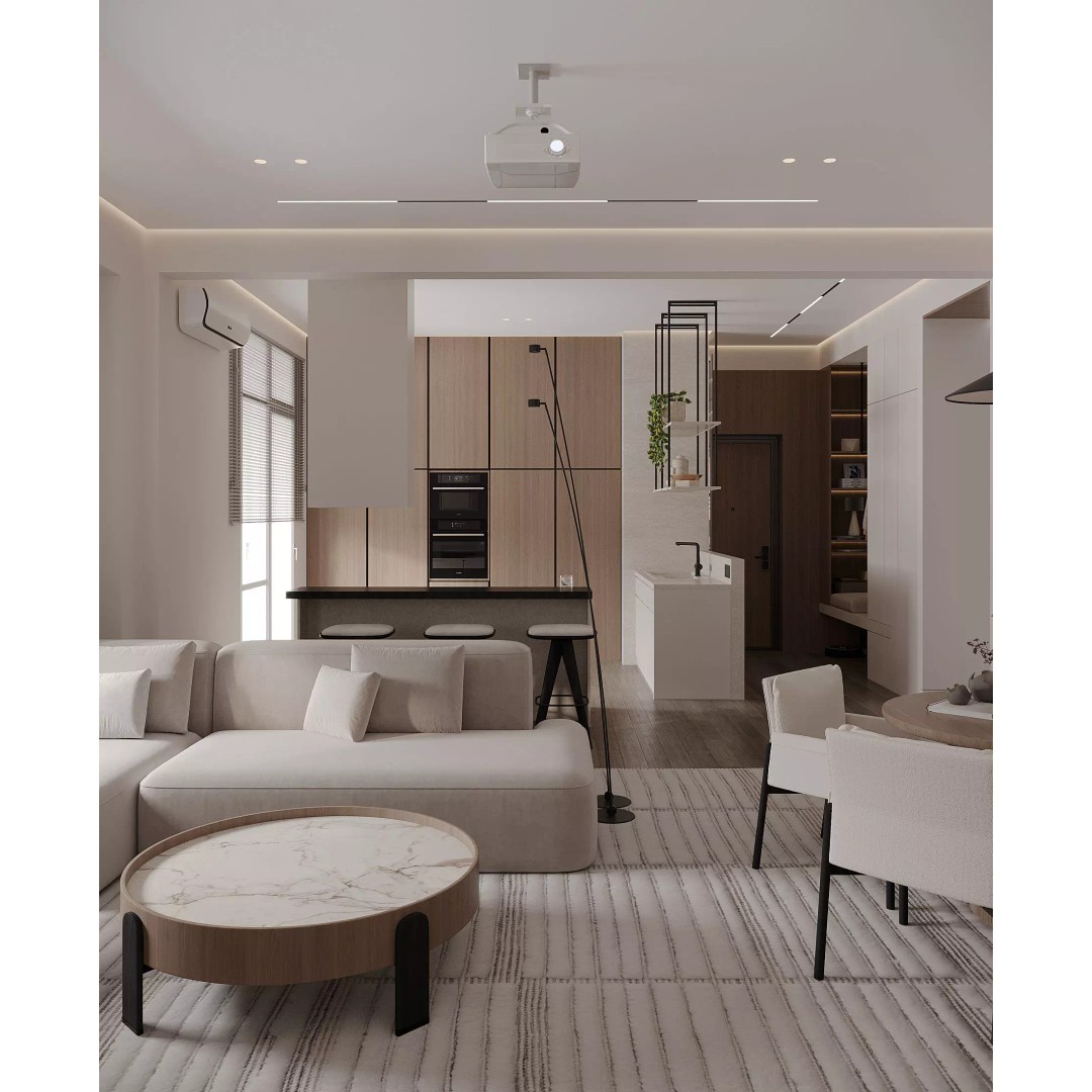 Modern Living Room and Hall 3D Model – Contemporary Interior Design, FBX - View 12