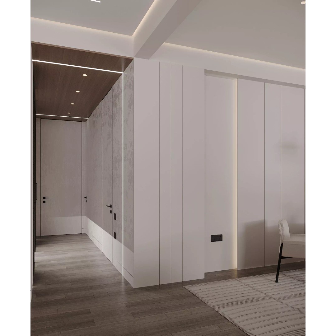 Modern Living Room and Hall 3D Model – Contemporary Interior Design, FBX - View 3
