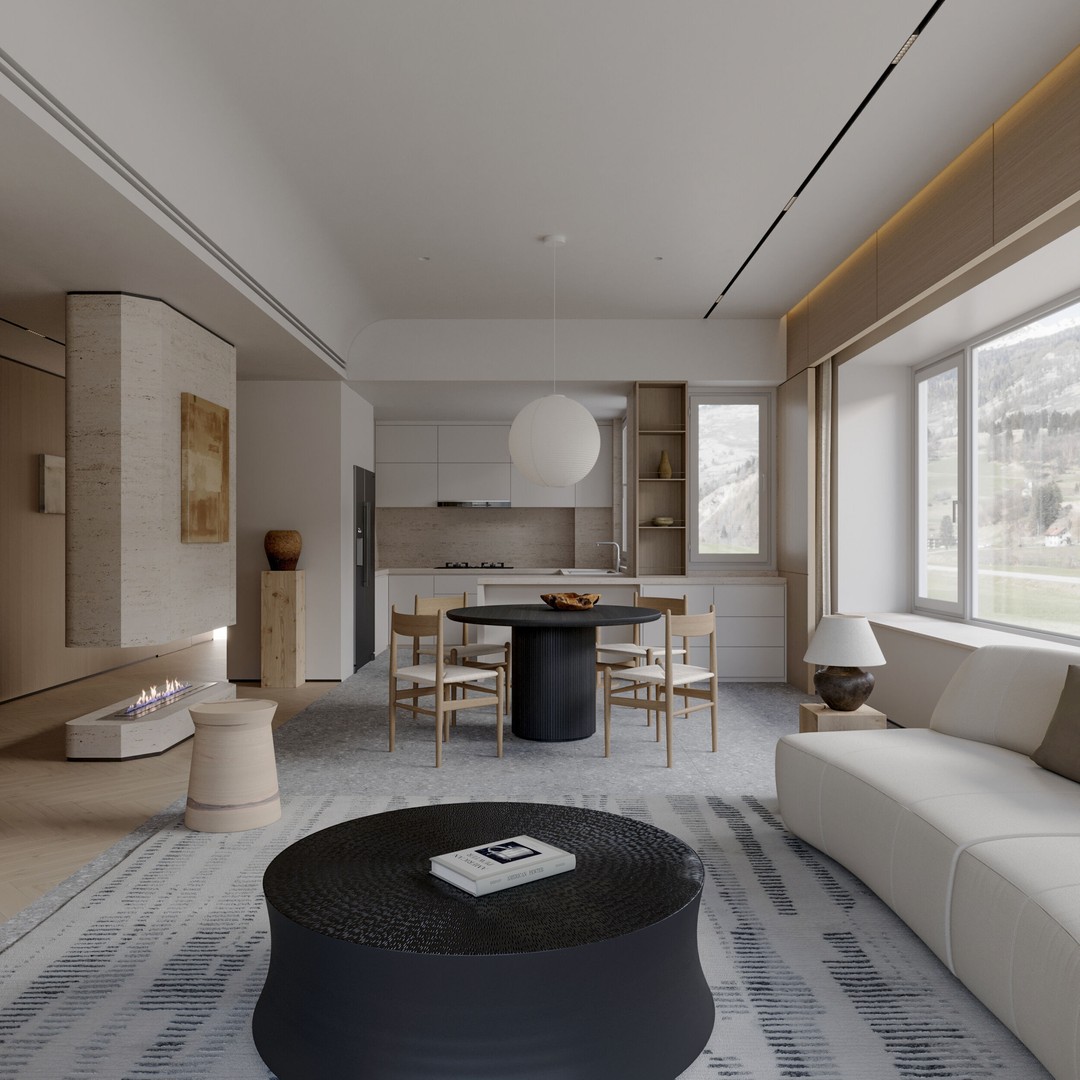 Apartment Interior Scenes 3D Model – Textured Living Room Asset - View 3