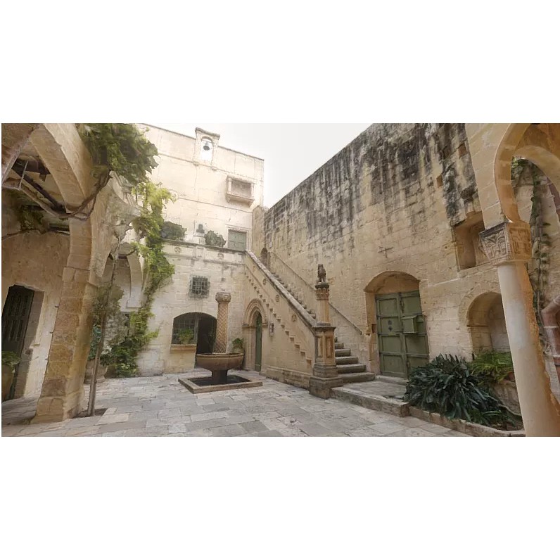 Palazzo Falson Courtyard 3D Model – Historic Architecture, FBX & OBJ - View 2