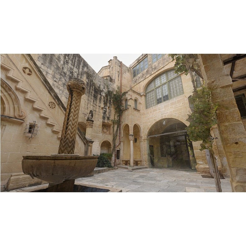 Palazzo Falson Courtyard 3D Model – Historic Architecture, FBX & OBJ - View 3
