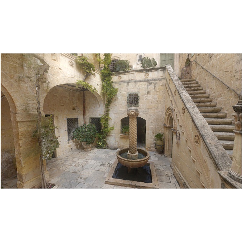 Palazzo Falson Courtyard 3D Model – Historic Architecture, FBX & OBJ - View 6