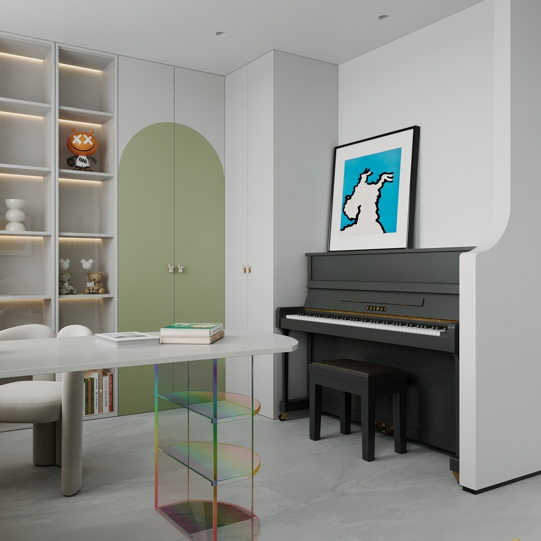 Children's Bedroom 3D Model – Modern Interior Scene, FBX/OBJ - View 3