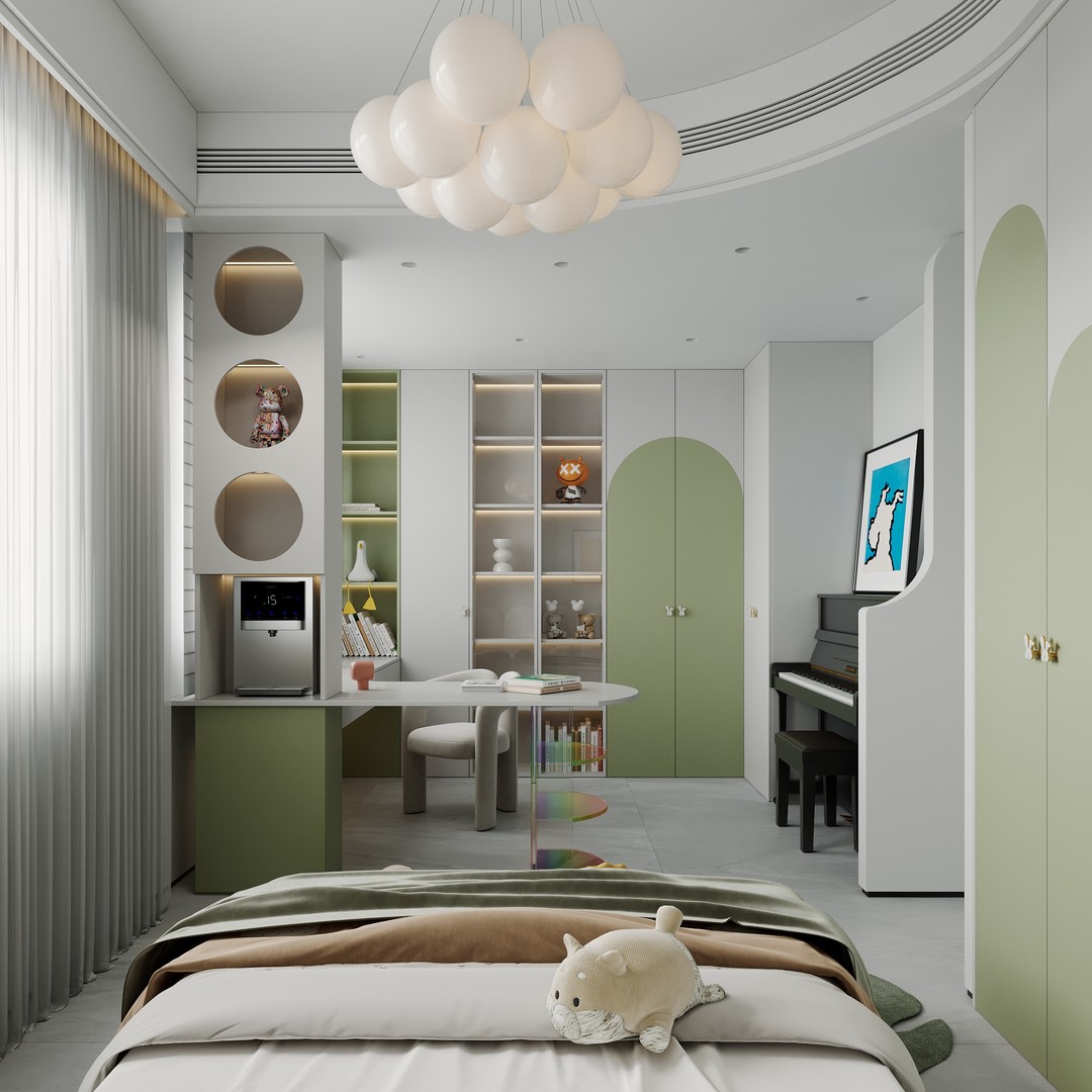 Children's Bedroom 3D Model – Modern Interior Scene, FBX/OBJ - View 4