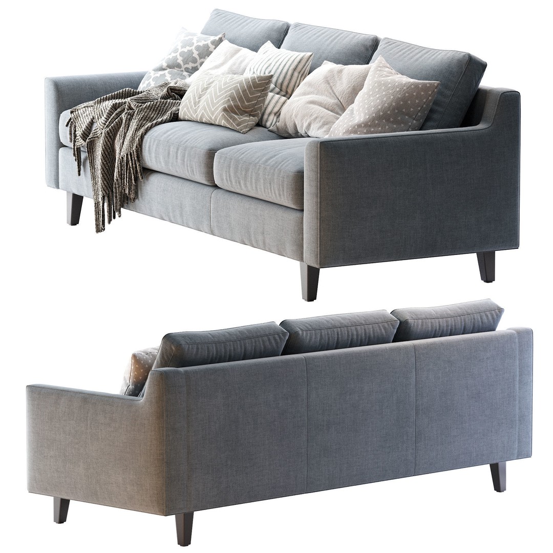 Beverly Sofa 3D Model – Contemporary Sofa with Cushions, OBJ & FBX - View 10