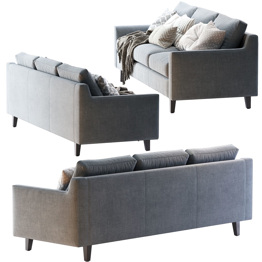 Beverly Sofa 3D Model – Contemporary Sofa with Cushions, OBJ & FBX - View 14