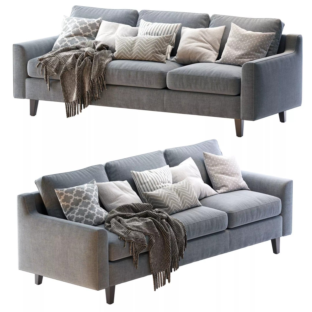 Beverly Sofa 3D Model – Contemporary Sofa with Cushions, OBJ & FBX - View 2
