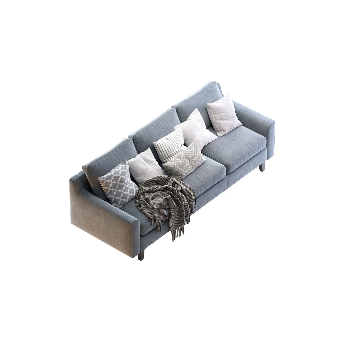 Beverly Sofa 3D Model – Contemporary Sofa with Cushions, OBJ & FBX - View 24