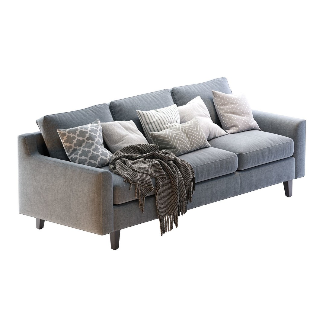Beverly Sofa 3D Model – Contemporary Sofa with Cushions, OBJ & FBX - View 25