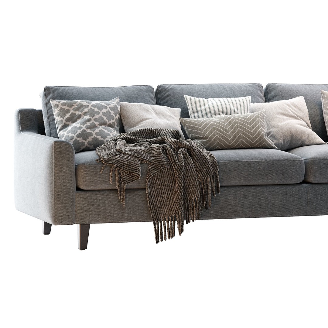 Beverly Sofa 3D Model – Contemporary Sofa with Cushions, OBJ & FBX - View 27