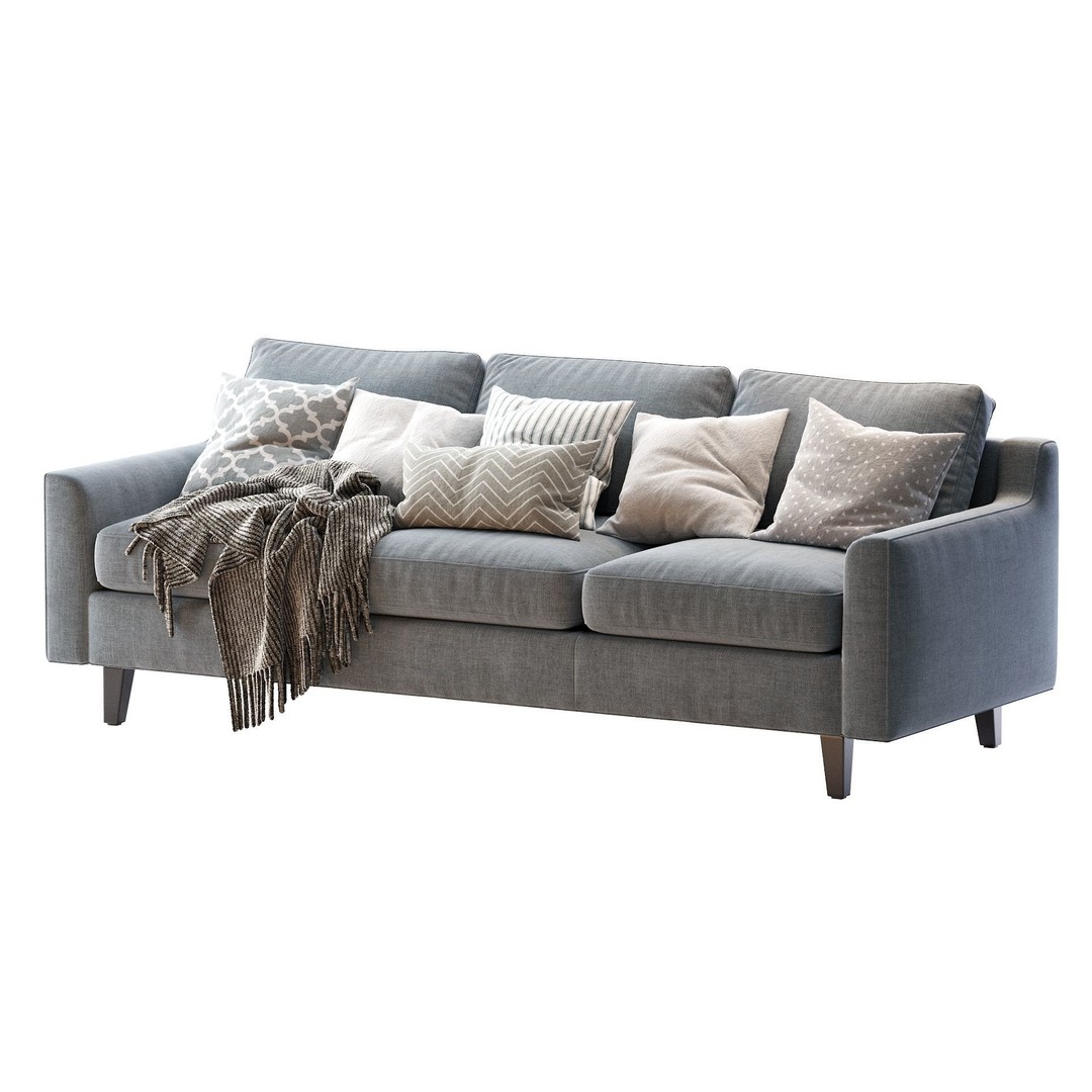 Beverly Sofa 3D Model – Contemporary Sofa with Cushions, OBJ & FBX - View 3