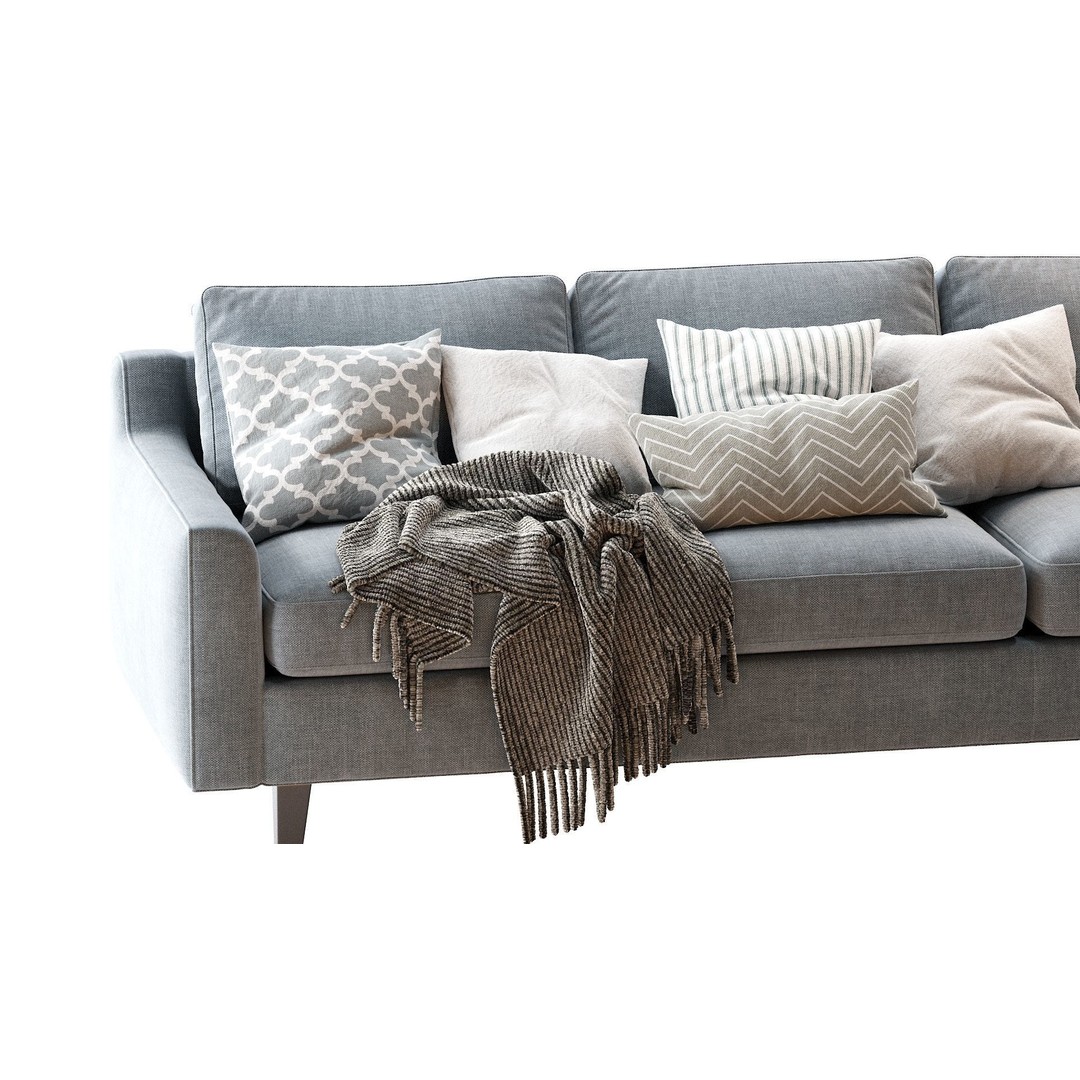 Beverly Sofa 3D Model – Contemporary Sofa with Cushions, OBJ & FBX - View 30