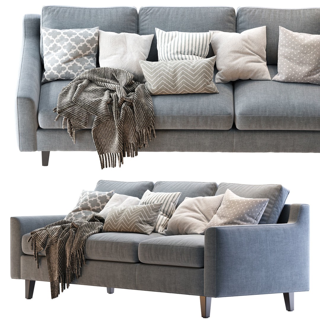 Beverly Sofa 3D Model – Contemporary Sofa with Cushions, OBJ & FBX - View 34