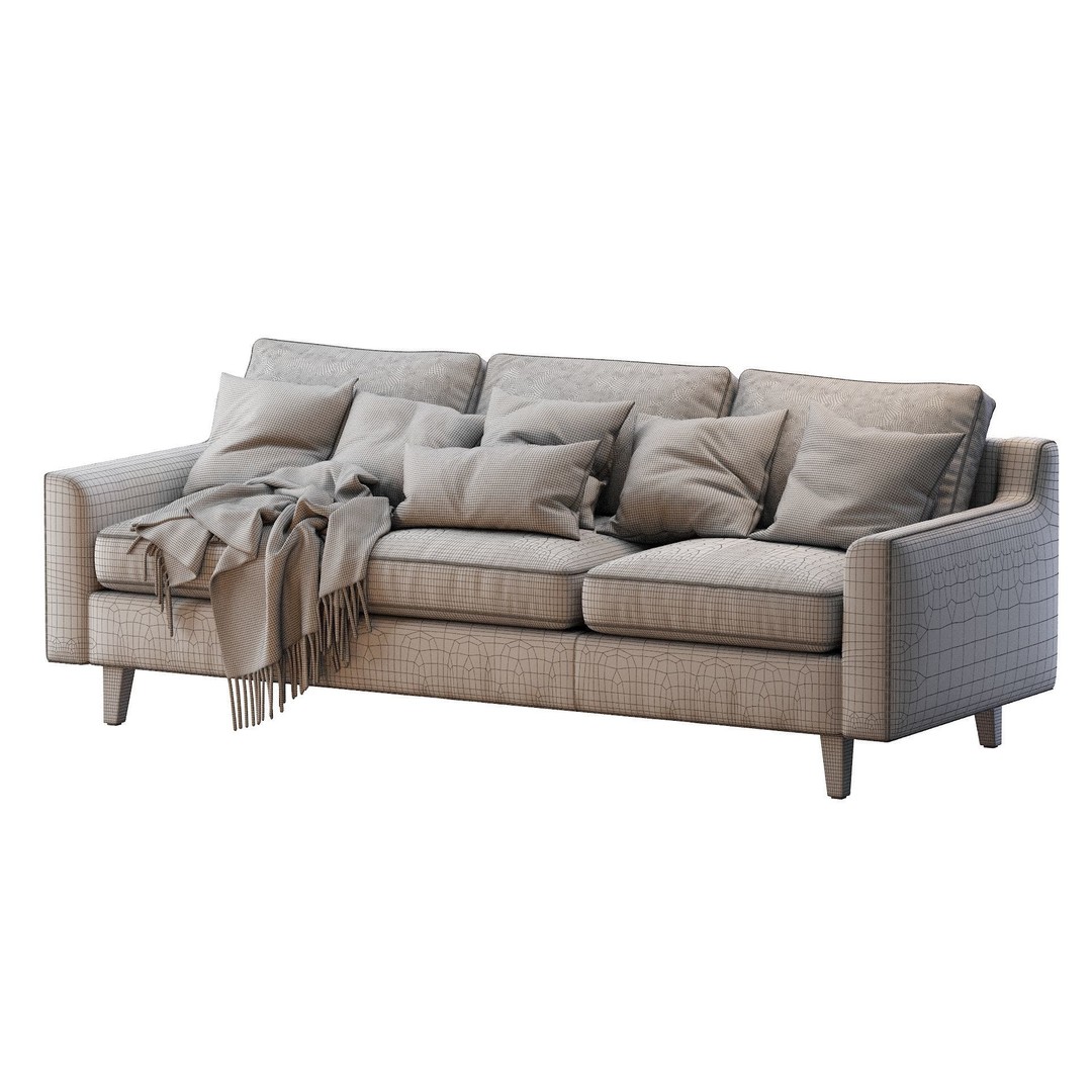 Beverly Sofa 3D Model – Contemporary Sofa with Cushions, OBJ & FBX - View 35