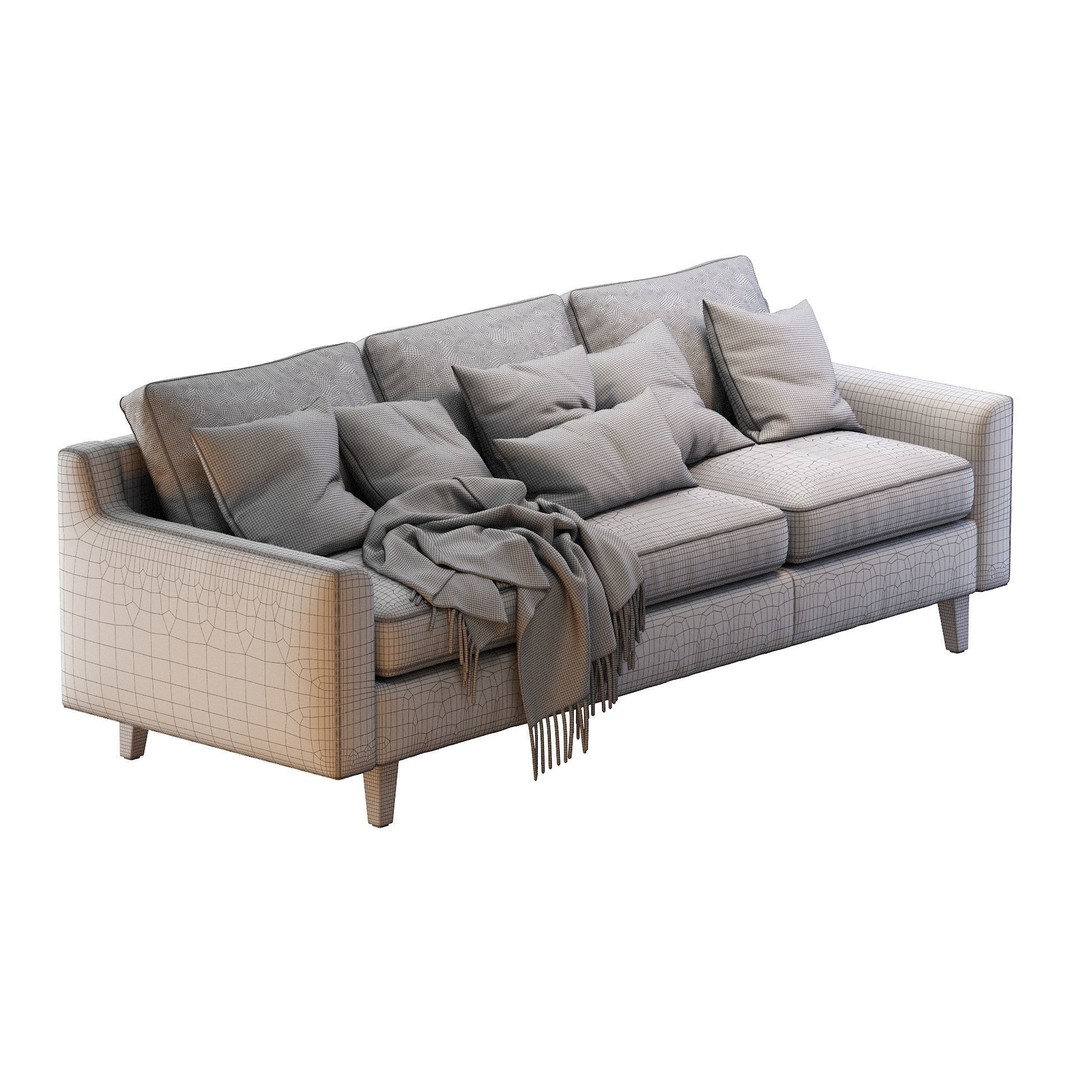Beverly Sofa 3D Model – Contemporary Sofa with Cushions, OBJ & FBX - View 36