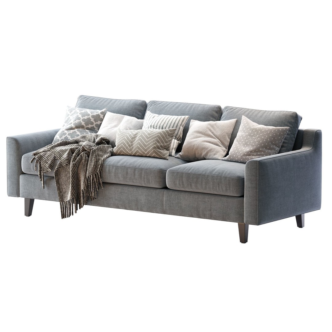 Beverly Sofa 3D Model – Contemporary Sofa with Cushions, OBJ & FBX - View 5