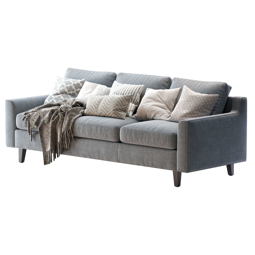 Beverly Sofa 3D Model – Contemporary Sofa with Cushions, OBJ & FBX - View 6