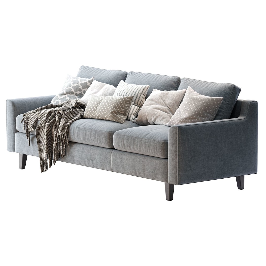 Beverly Sofa 3D Model – Contemporary Sofa with Cushions, OBJ & FBX - View 7