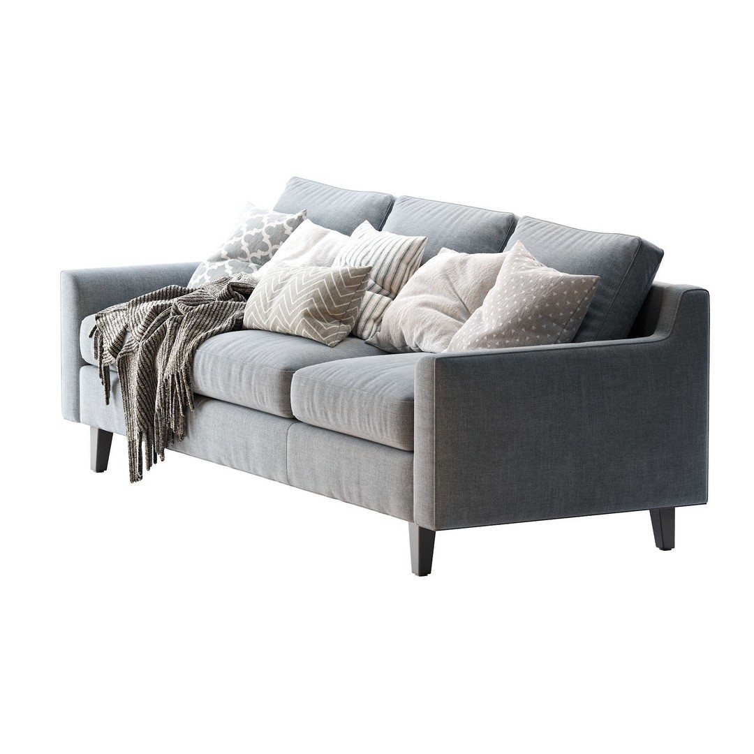 Beverly Sofa 3D Model – Contemporary Sofa with Cushions, OBJ & FBX - View 8
