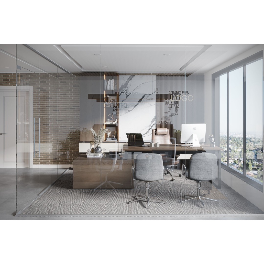 Office Design 3D Model – Contemporary Interior with Textures, FBX - View 7
