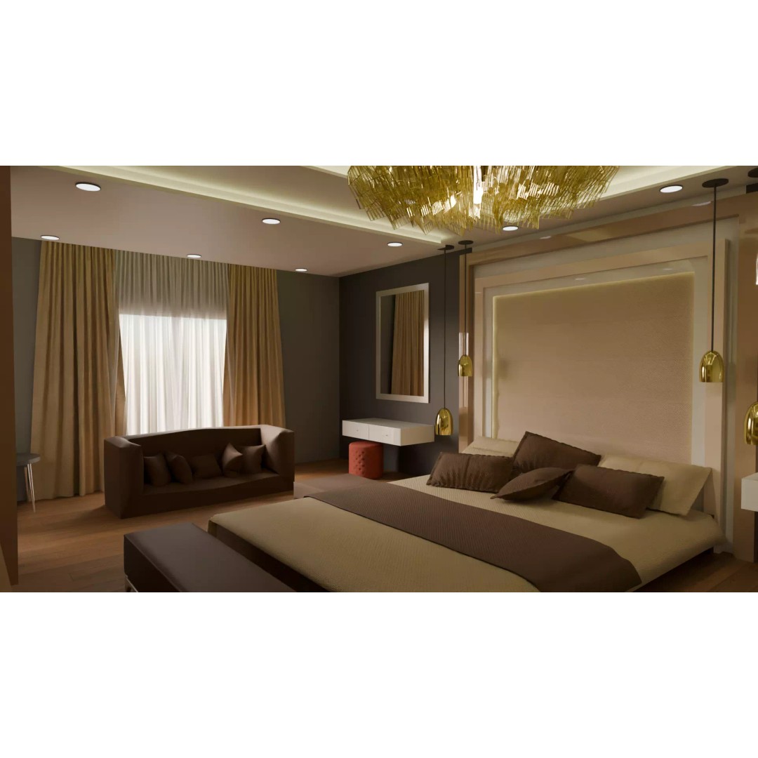 Luxury Bedroom 3D Model – Low Poly Interior Design Asset, FBX - View 2
