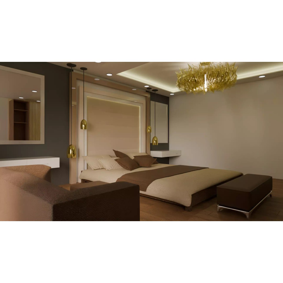 Luxury Bedroom 3D Model – Low Poly Interior Design Asset, FBX - View 5