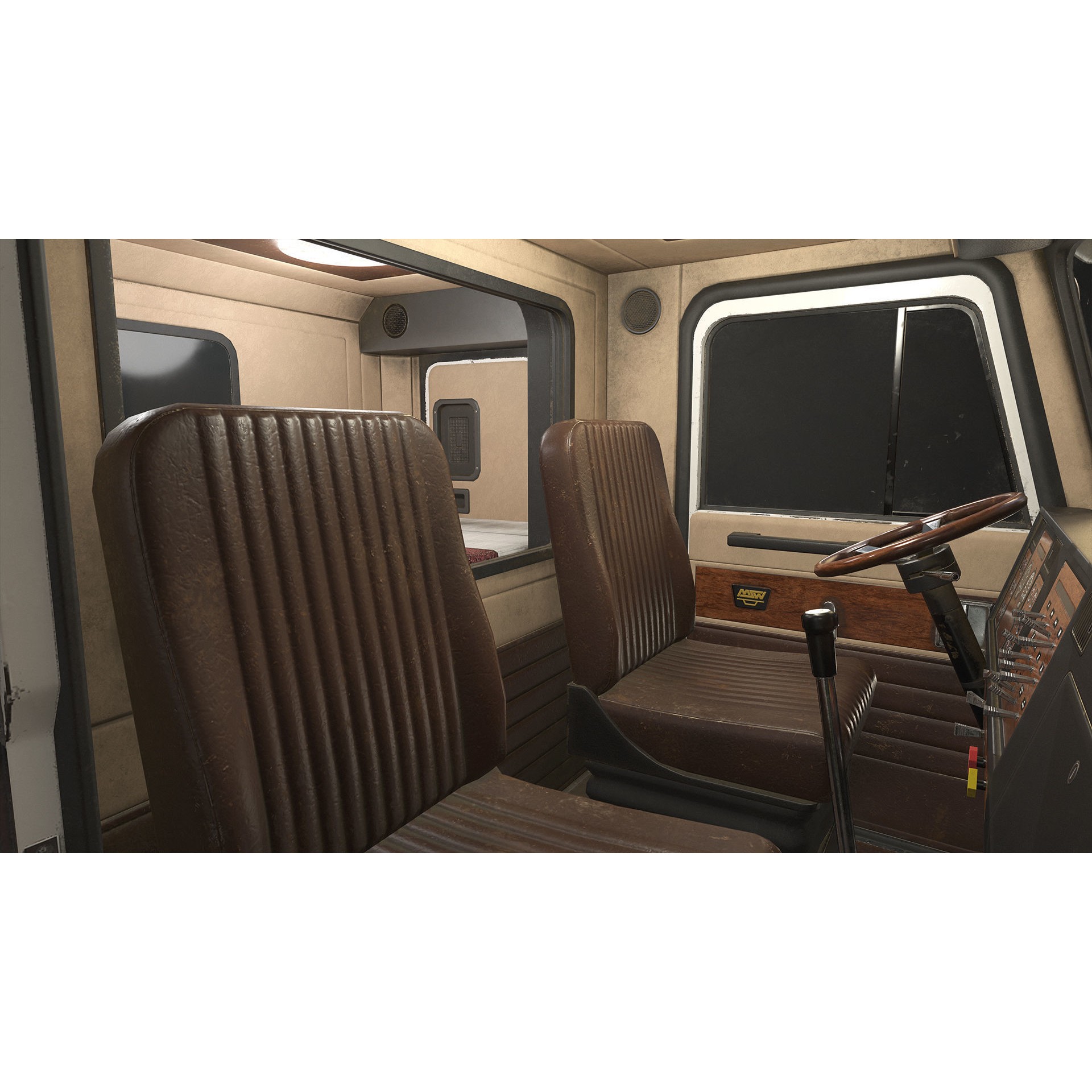 Flat Top Semi Truck Livestock Trailer - Low-Poly Game-Ready 3D Model - View 13