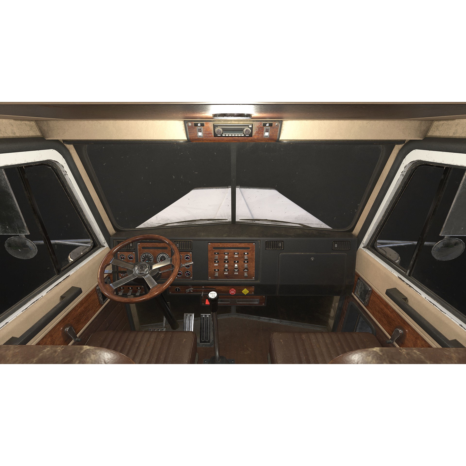 Flat Top Semi Truck Livestock Trailer - Low-Poly Game-Ready 3D Model - View 14