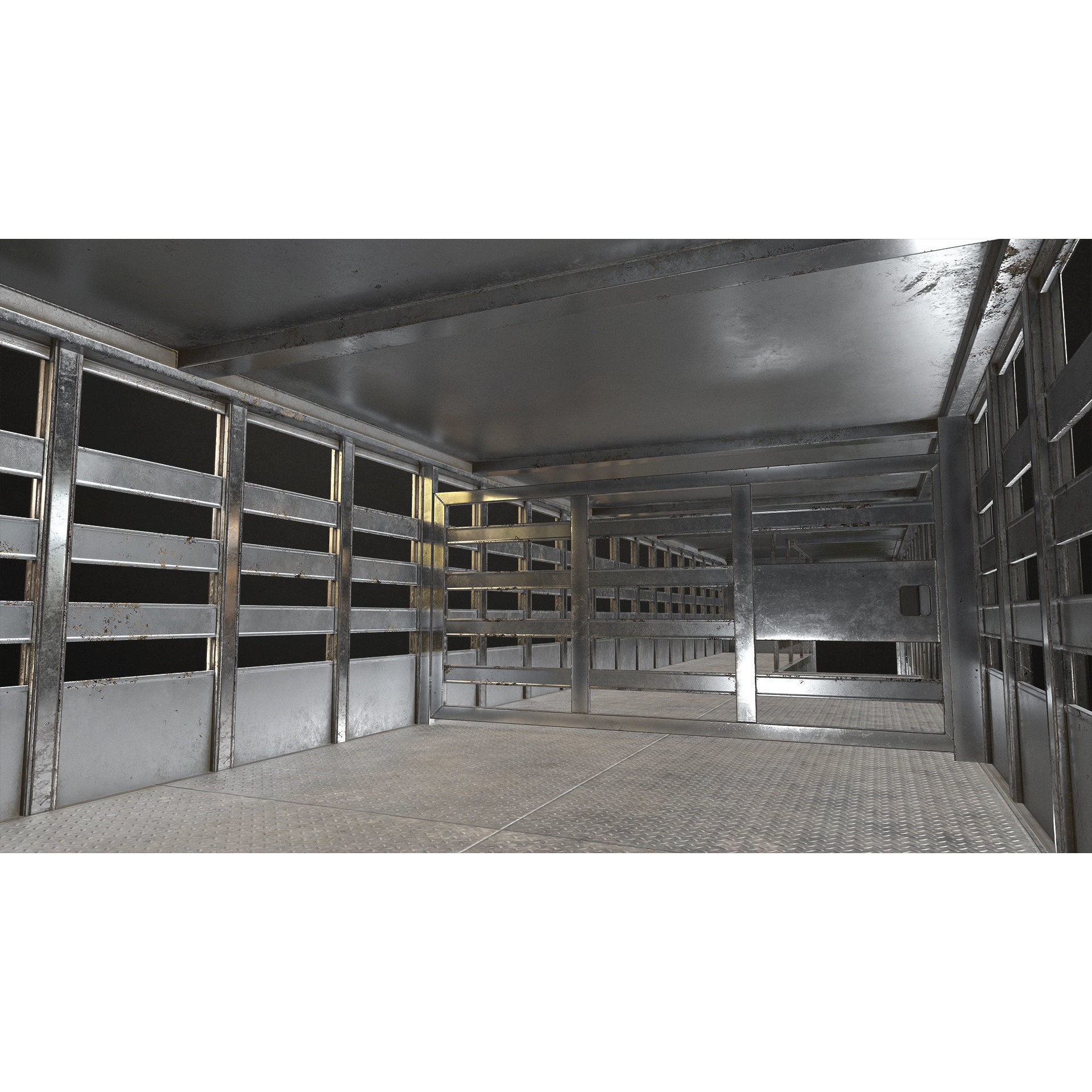 Flat Top Semi Truck Livestock Trailer - Low-Poly Game-Ready 3D Model - View 20