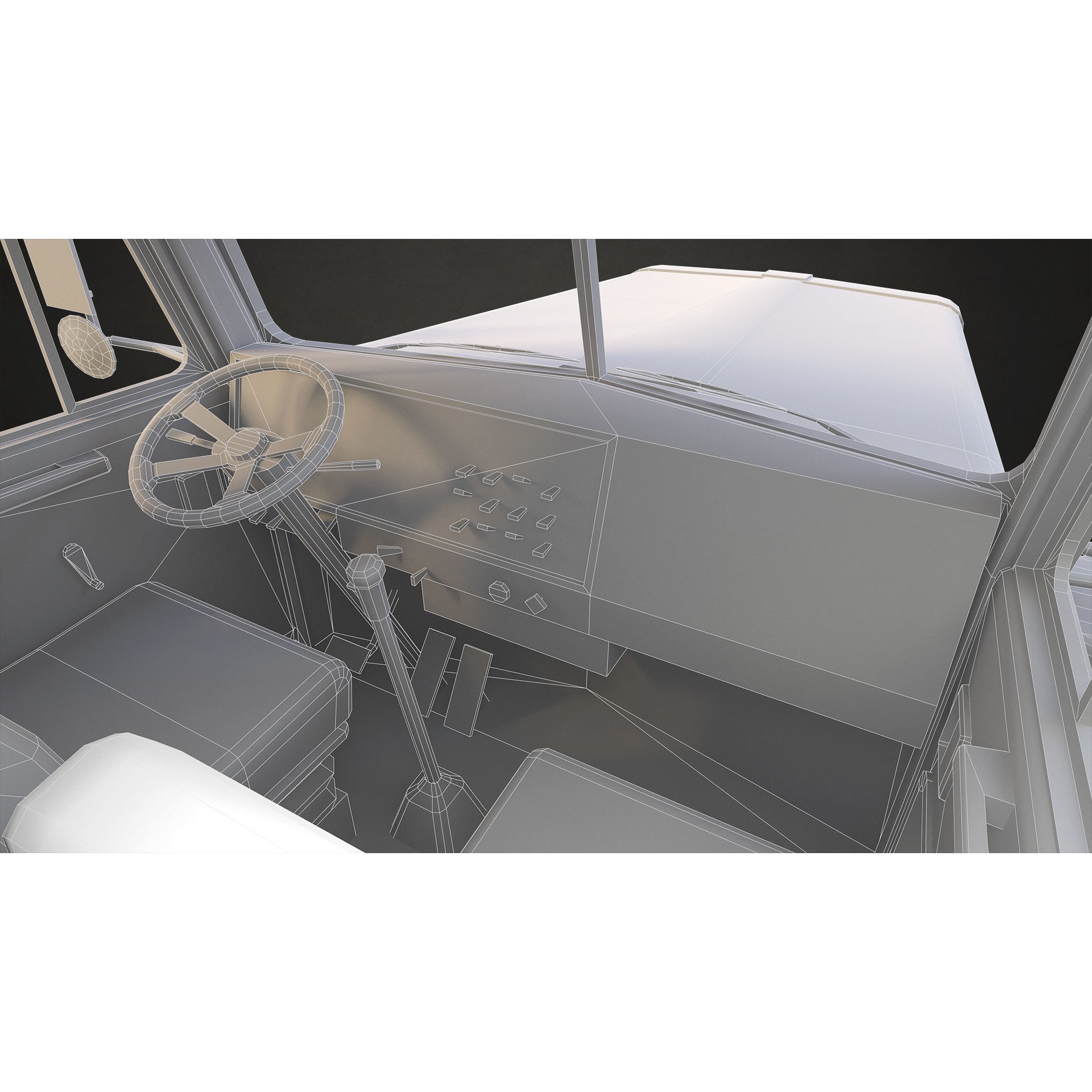 Flat Top Semi Truck Livestock Trailer - Low-Poly Game-Ready 3D Model - View 25