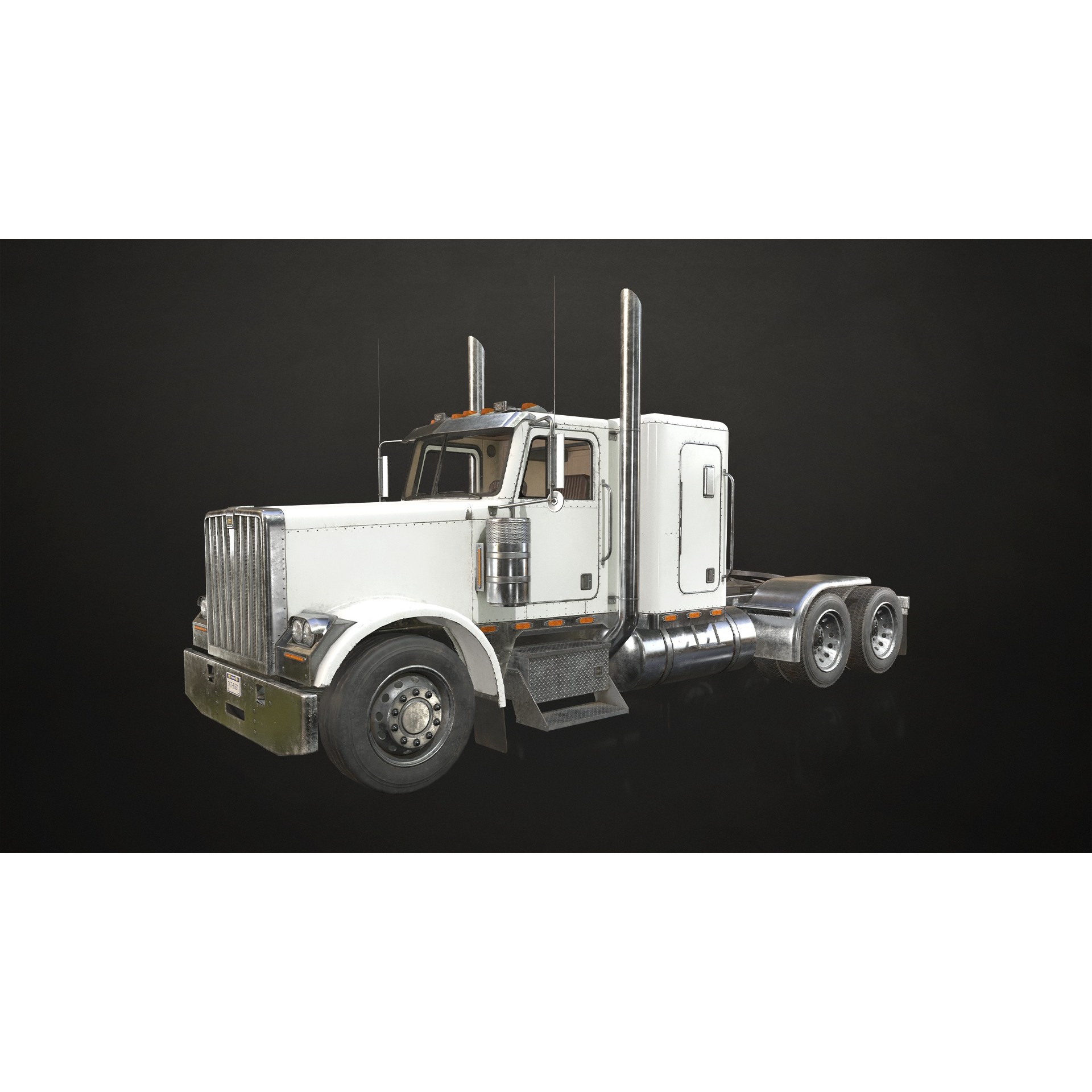 Flat Top Semi Truck Livestock Trailer - Low-Poly Game-Ready 3D Model - View 6