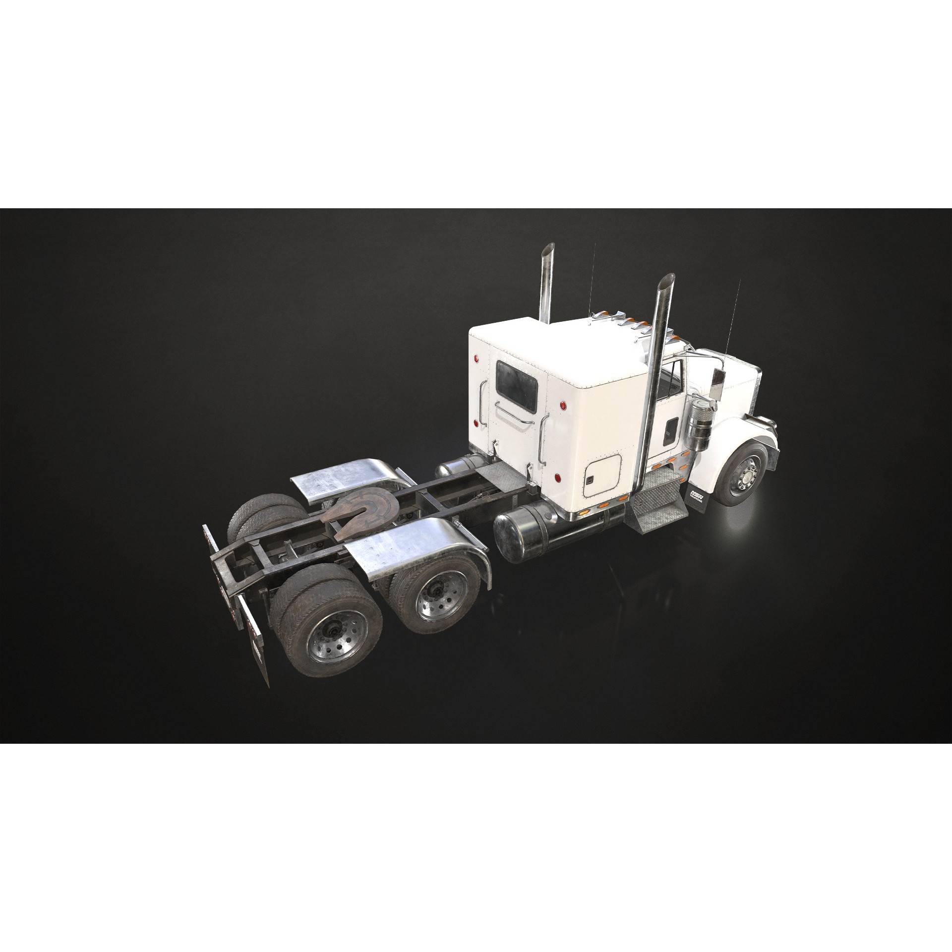 Flat Top Semi Truck Livestock Trailer - Low-Poly Game-Ready 3D Model - View 7