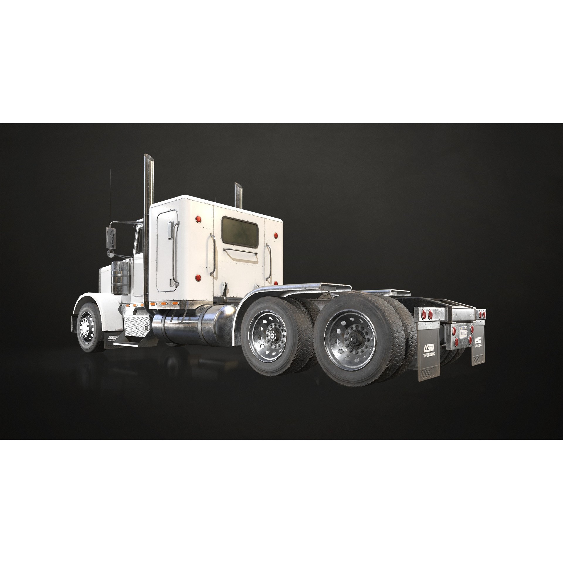 Flat Top Semi Truck Livestock Trailer - Low-Poly Game-Ready 3D Model - View 8