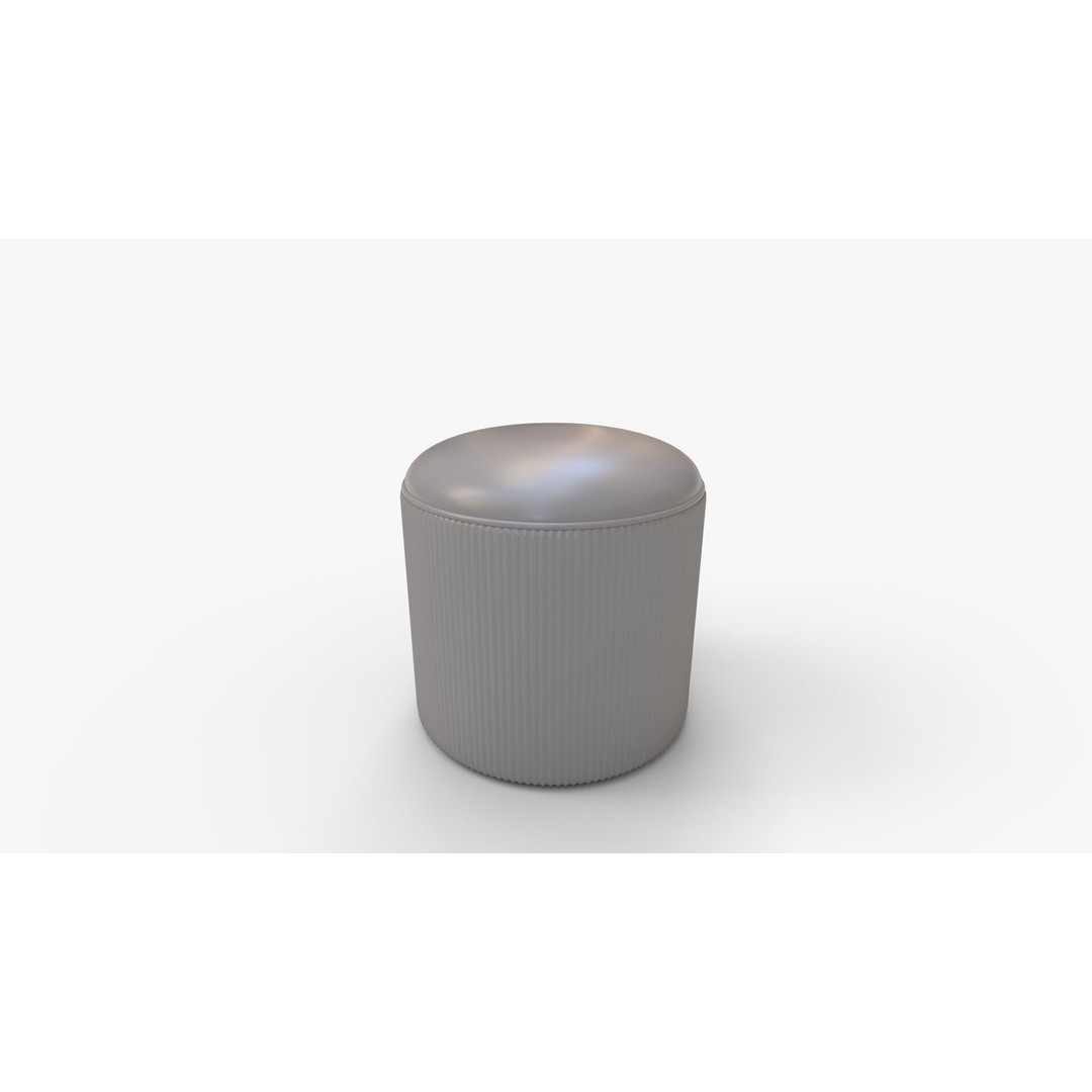 Arend Velvet Round Pouf Ottoman 3D Model – High-Quality PBR Asset for Interior Rendering - View 10