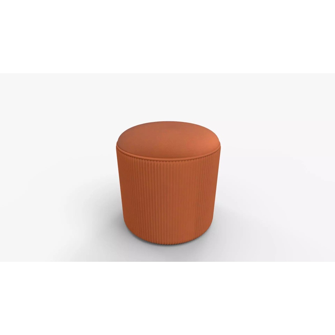 Arend Velvet Round Pouf Ottoman 3D Model – High-Quality PBR Asset for Interior Rendering - View 2